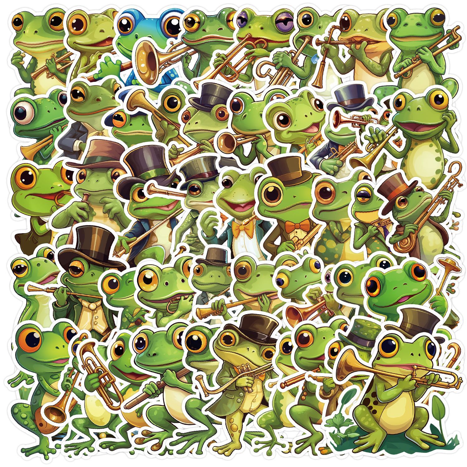 50张嘻哈可爱摇滚小青蛙涂鸦贴纸手机水杯行李箱防水创意装饰贴画