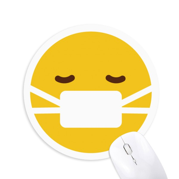 生病口罩黄色可爱网聊表情包插画圆形游戏办公防滑橡胶鼠标垫礼物
