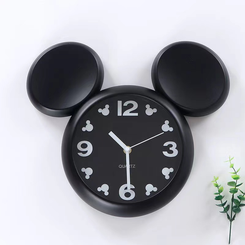 速发米老鼠儿童卧室挂钟可爱挂钟静音钟表可爱造型闹钟免打孔挂墙