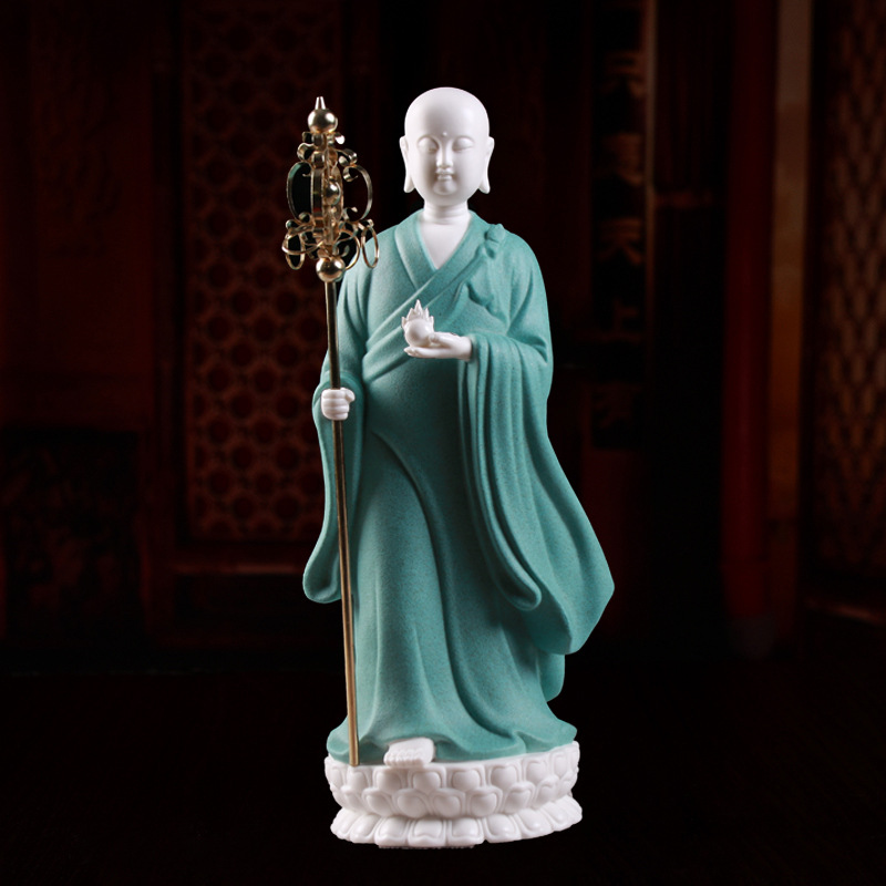 德化陶瓷 站像地藏王菩萨佛像供奉禅意中式家居客厅玄关白瓷摆件