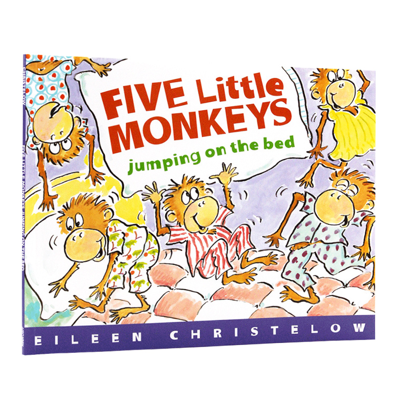 五只小猴子在床上跳/看书/坐在树上/洗汽车/烤蛋糕 英文原版绘本 Five Little Monkeys Jumping on the Bed廖彩杏书单英语启蒙读物