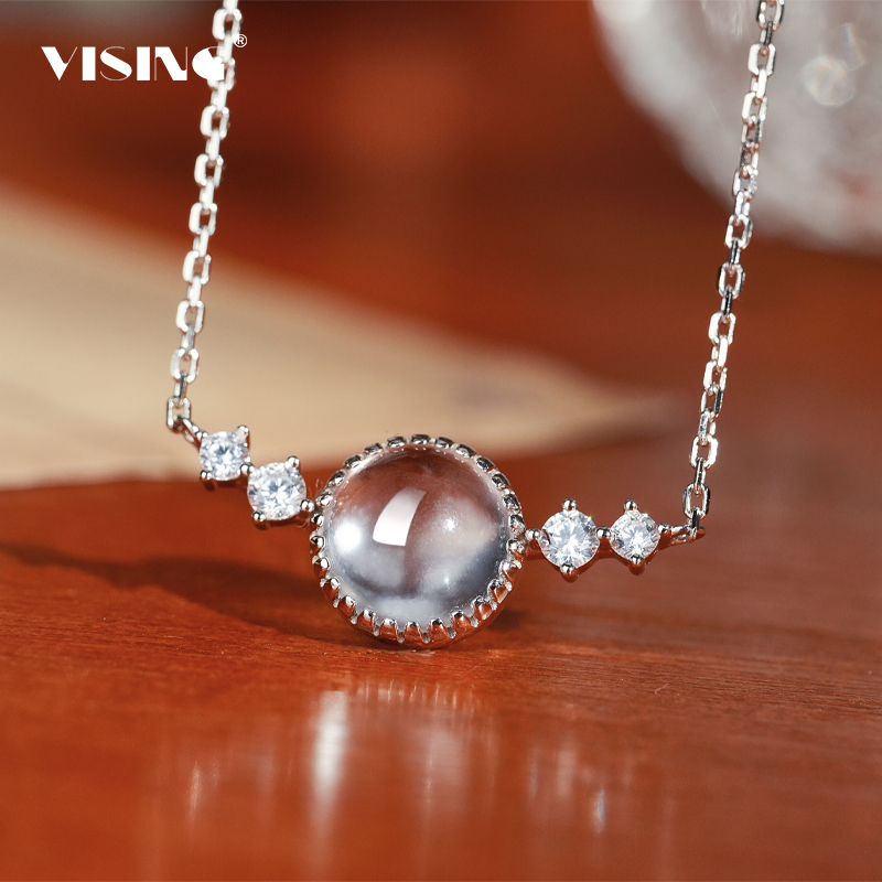 VISING珠宝天然玻璃种缅甸料石英质玉水沫玉吊坠项链媲美翡翠