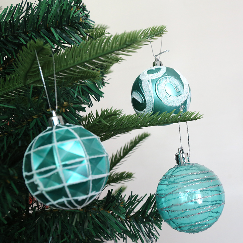 圣诞节装饰品蒂芙尼圣诞球吊球彩绘球圣诞树挂饰蓝色橱窗场景布置