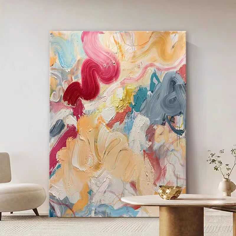 手绘油画色彩肌理玄关装饰画现代简约客厅沙发背景墙大幅抽象挂画