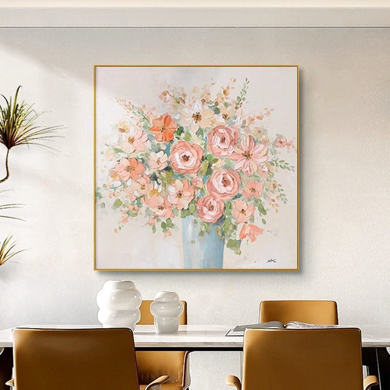 奶油风餐厅高级感装饰画北欧抽象花卉餐桌背景画走廊过道卧室挂画