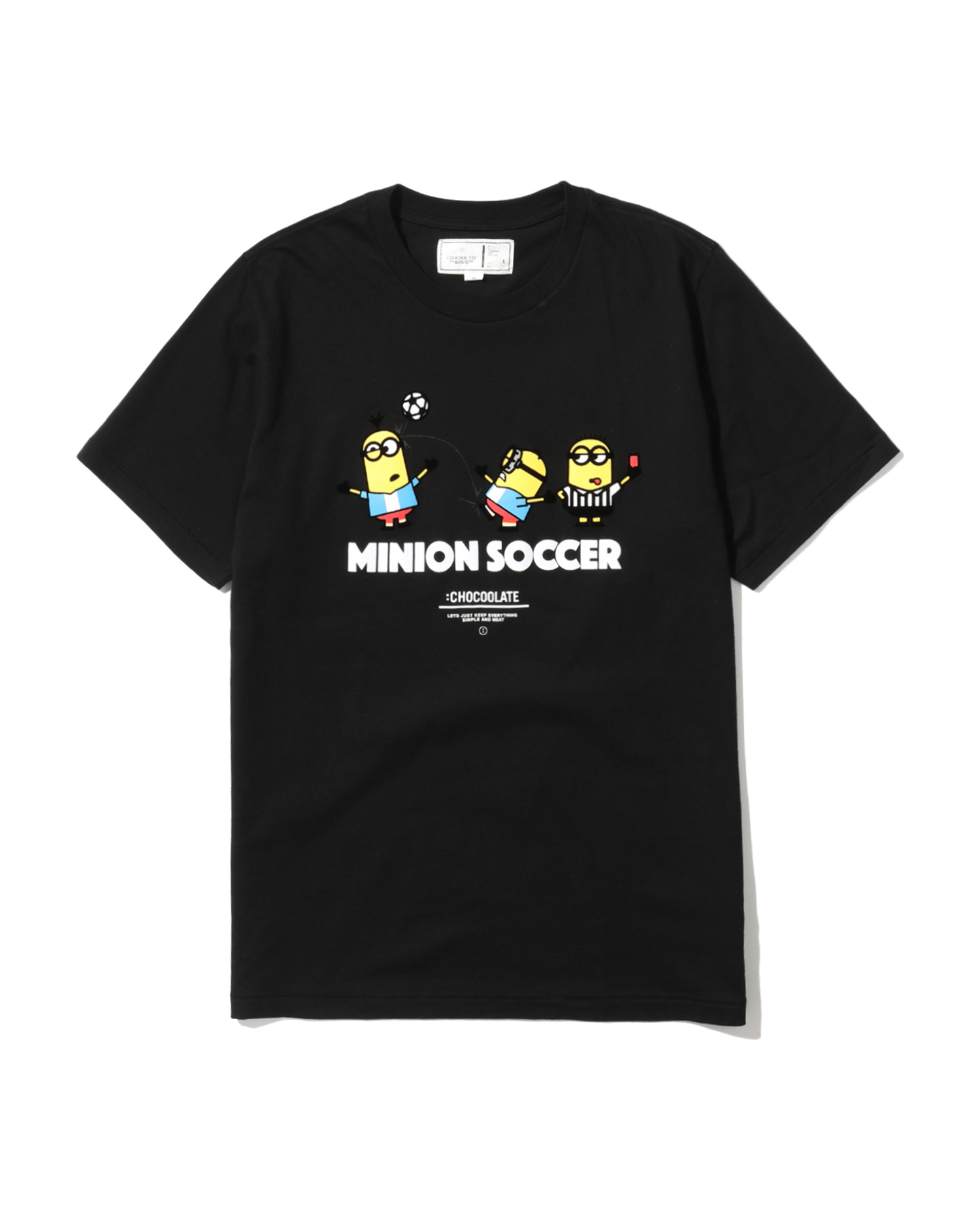 CHOCOOLATE X MINIONS 情侣 小黄人印花踢球图案圆领短袖T恤 1035
