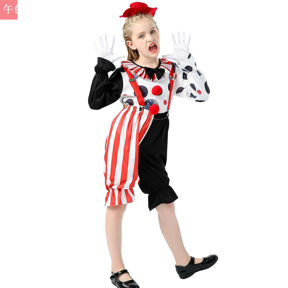 游乐园小丑表演服万圣节服装儿童角色扮演cosplay游戏服男女同款