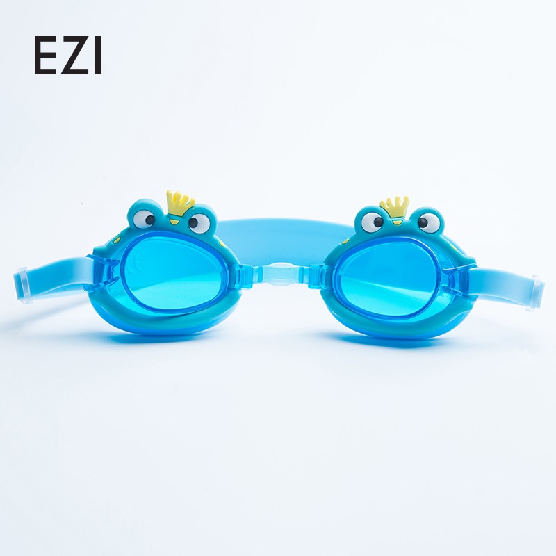 EZI弈姿年新儿童泳镜可爱卡通青蛙防水防雾眼镜男女童高清潜泳镜