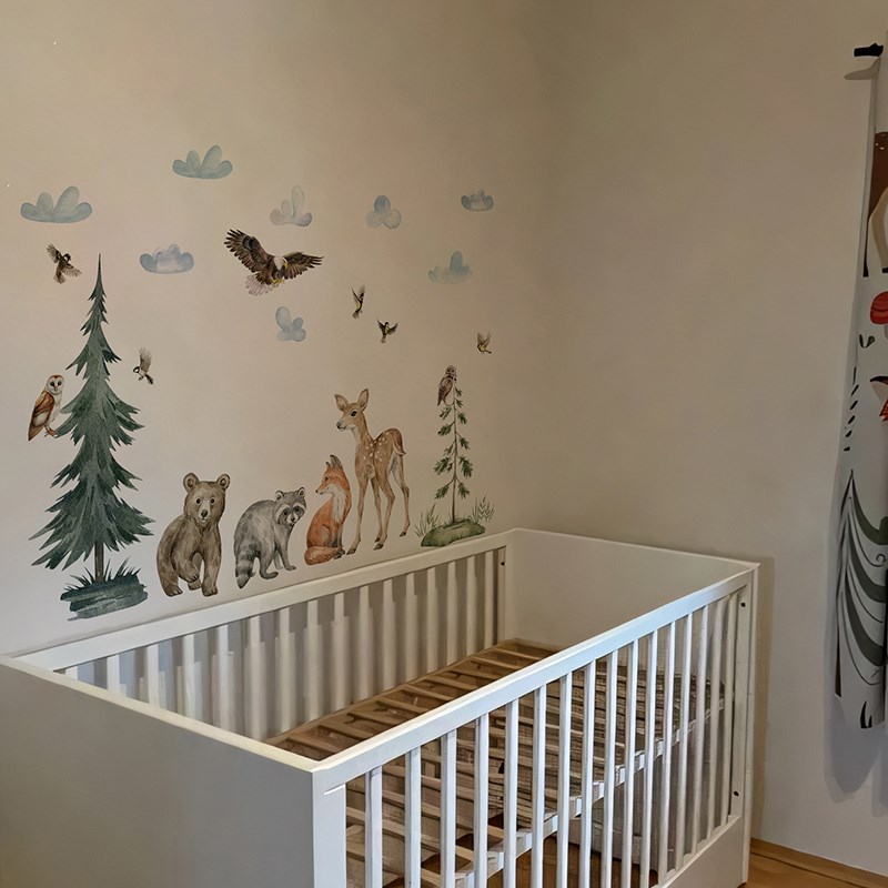《Tanzania》北欧儿童房装z饰墙贴飞鸟动物森林壁纸自粘贴画高级