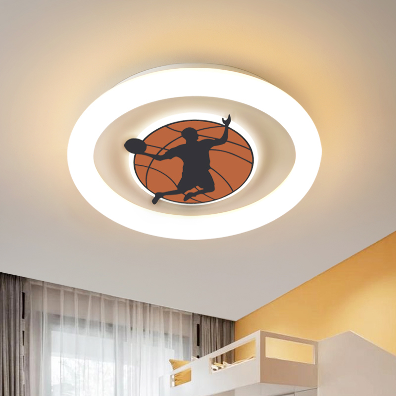 儿童房卧室灯卡通圆形led篮球nba乔丹小孩男孩主题护眼主卧吸顶灯