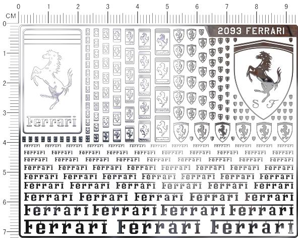 2093-W15 FERRARI 法拉利 各种比例模型车标志金属贴纸