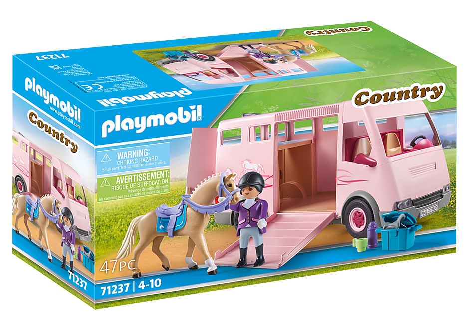 【授权经销商】playmobil摩比世界71237马匹运输车女孩生日礼物
