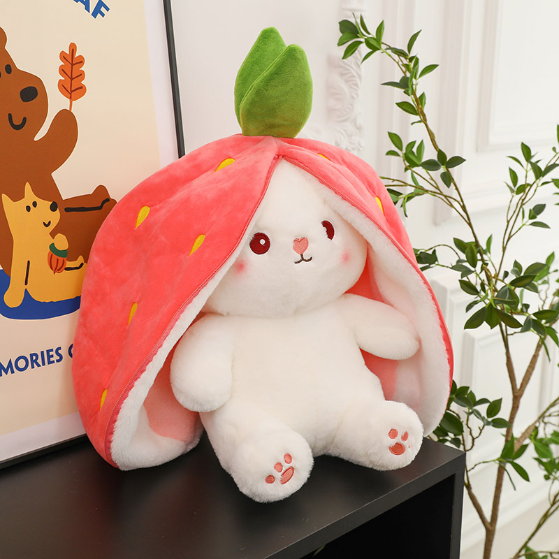 网红变身草莓兔子公仔萝卜兔娃娃玩偶可爱水果小白兔毛绒玩具抱枕
