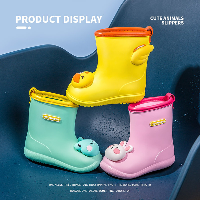 小鹿米利儿童雨鞋宝宝雨靴卡通幼儿园防水防滑水鞋可加保暖内胆