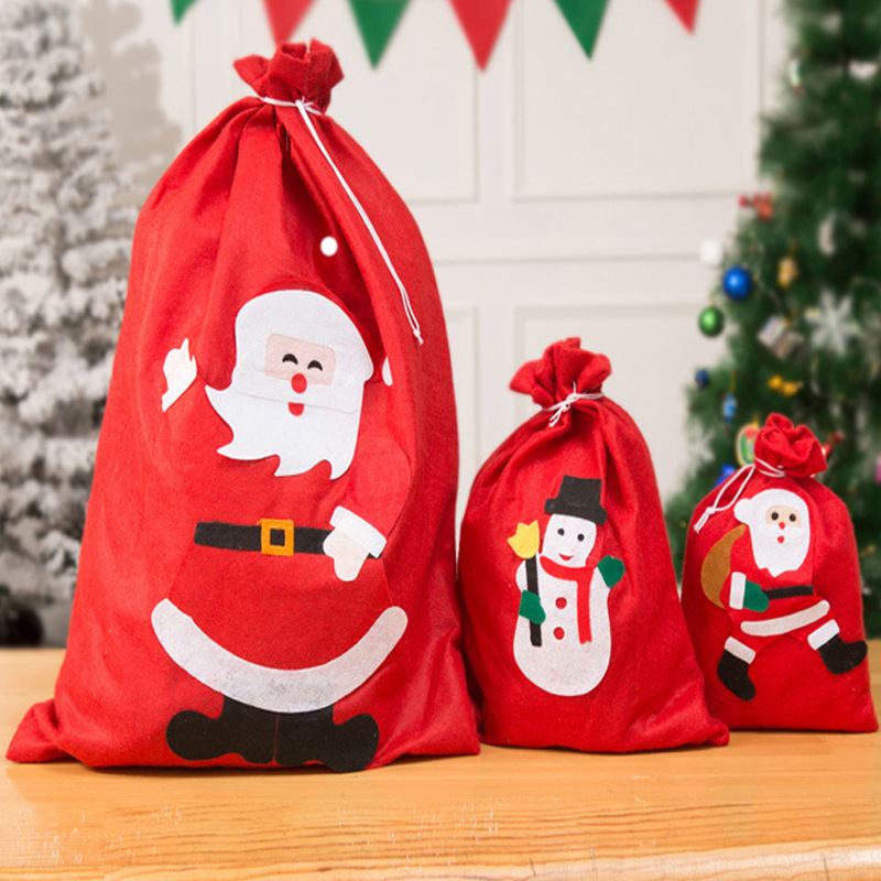 圣诞节礼物袋圣诞老人背包无纺布礼品袋 手工贴花 促销礼品