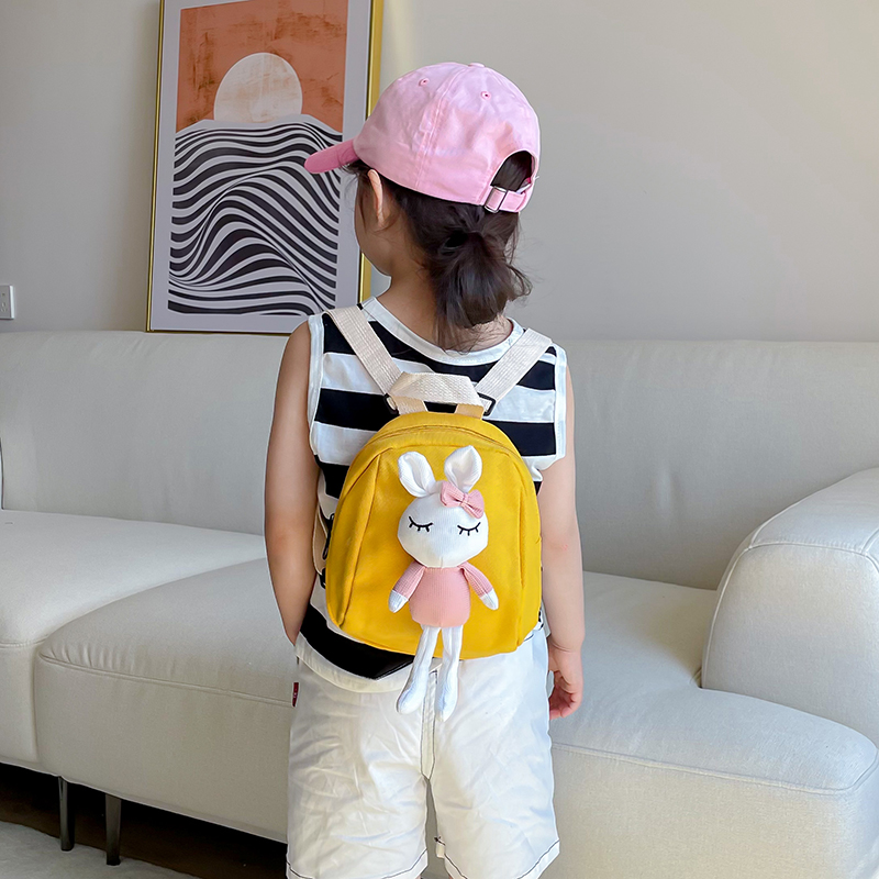 儿童帆布双肩包女可爱卡通小兔子2022开学幼儿园书包时尚迷你小童