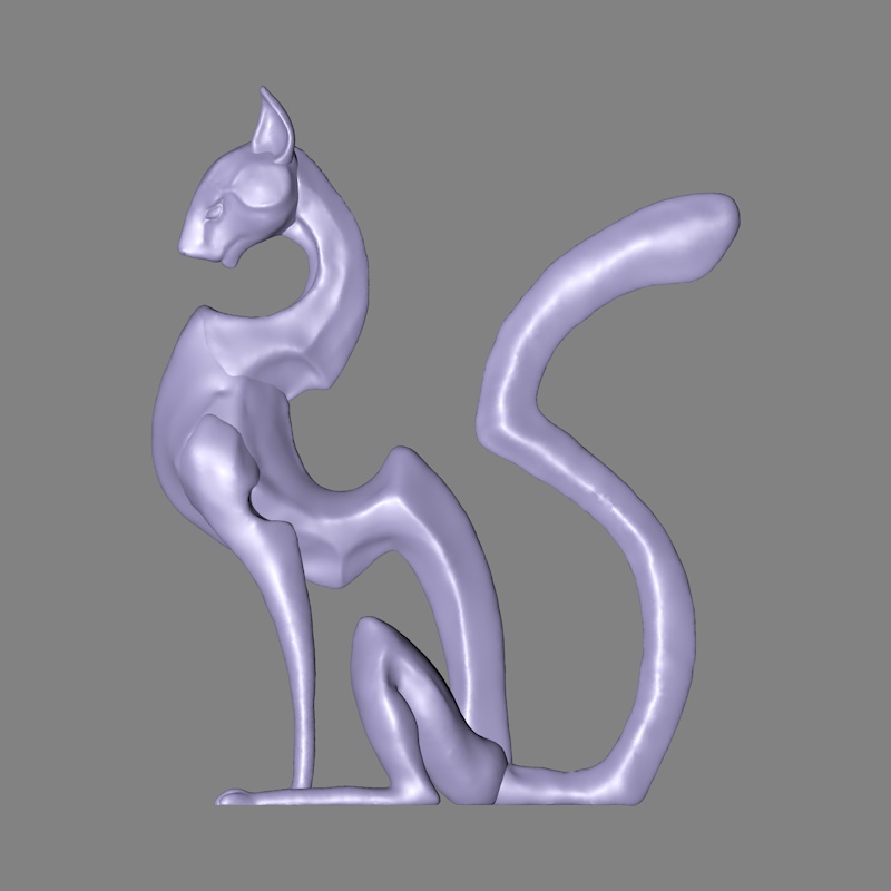 stl抽象冥想猫圆雕图简单雕塑模型图纸3D立体打印三维图纸L0407