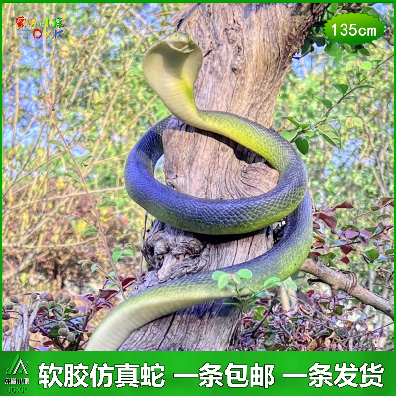 大号仿真蛇软胶蟒蛇眼镜王蛇吓人塑胶儿童玩具蛇硬质道具假蛇模型