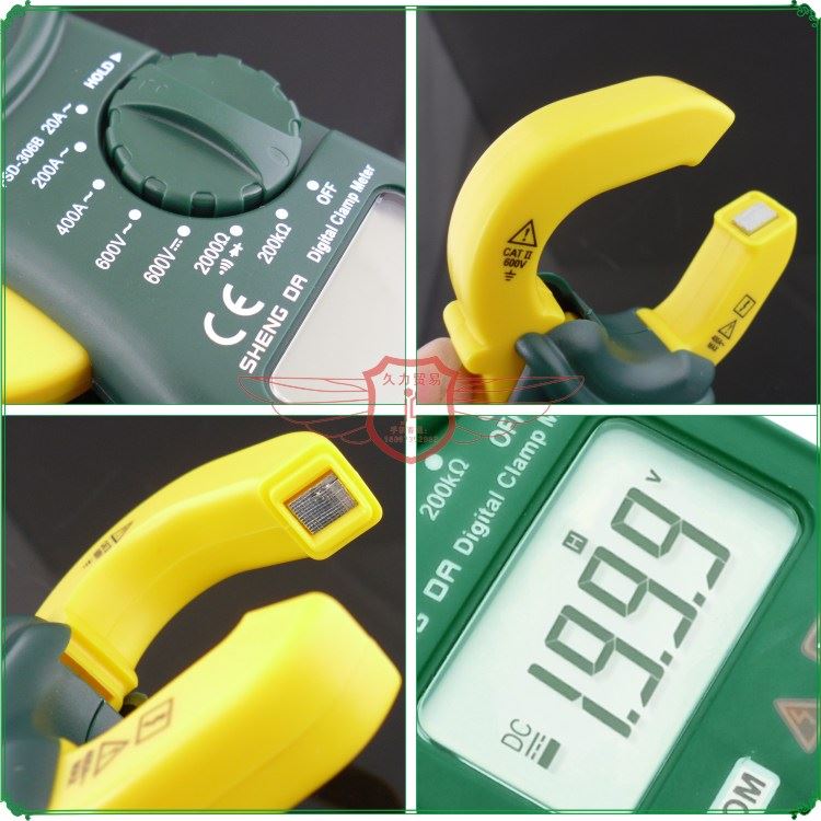 工具306B数字钳型表 钳形万用表 数显电流表 电流测量器 包邮