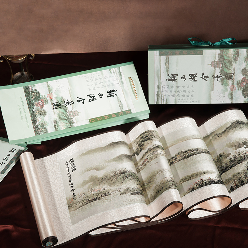 西湖全景图织锦丝绸画杭州纪念品中国风特色礼物送老外国人伴手礼