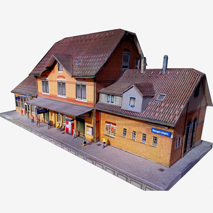 儿童益智DIY立体手工制作1比87德国火车站古典建筑3D纸质模型玩具