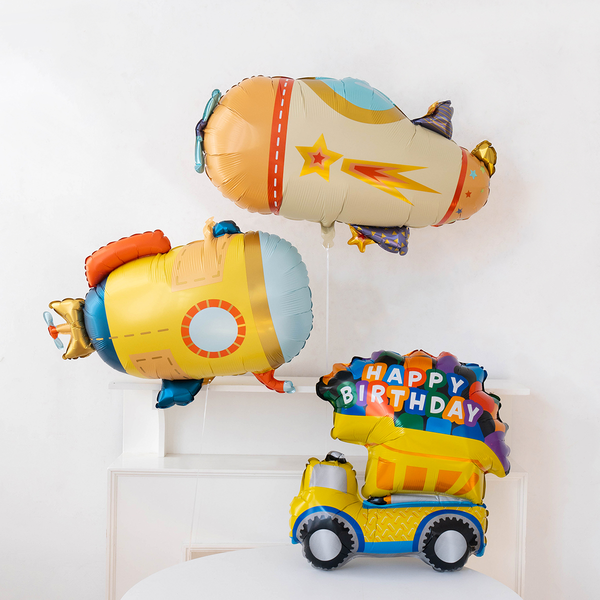 卡通汽车铝膜气球男孩生日派对布置宝周岁儿童飞机潜水艇场景装饰