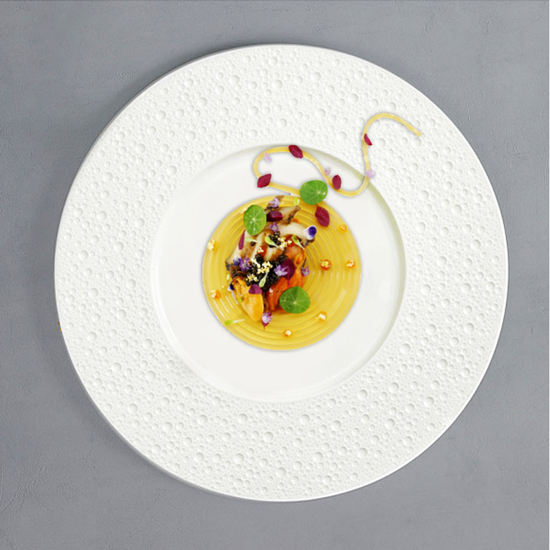 陨石盘点点盘白色圆形盘中间圆酒店创意陶瓷餐具分子料理摆盘餐具