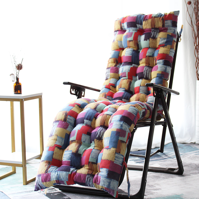 加厚躺椅垫子折叠床棉麻坐垫秋冬红木沙发通用棉垫摇椅靠背一体垫