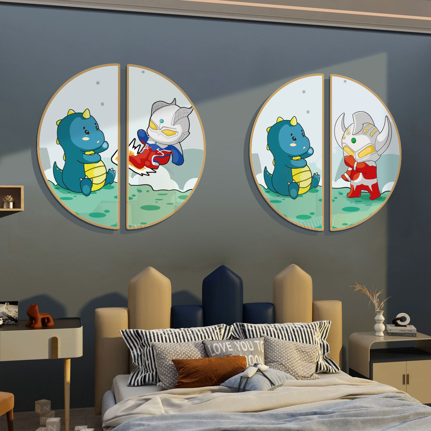 奥特曼卡通海报贴纸儿童房间布置男孩宝宝卧室墙面装饰用品游戏区