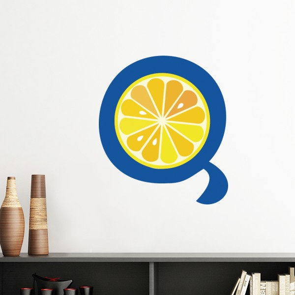 Q字母水果有趣可爱插画图案墙贴壁纸房间贴花