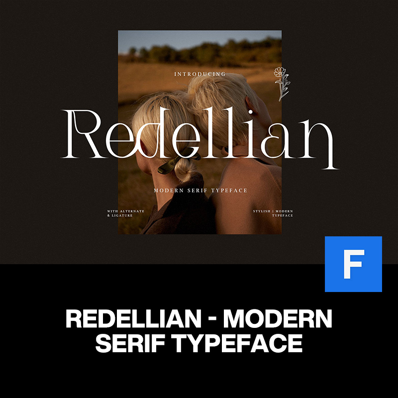 Redellian现代时尚优雅女性美妆品牌logo海报杂志衬线英文字体包
