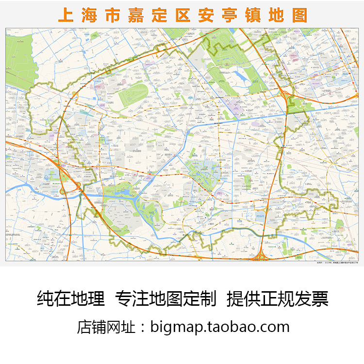 SHANGHAI嘉定区安亭镇地图2022版  各区镇街道行政区划图街道挂