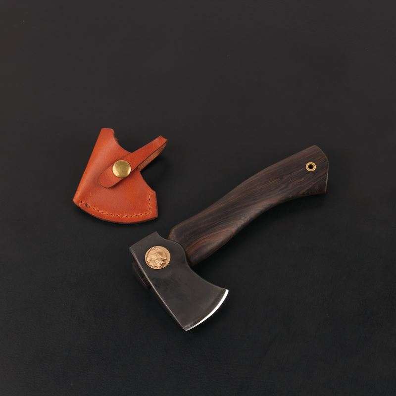 印第安手斧EDC随身户外小斧头帮道具440C钢制黑檀木柄小型迷你斧