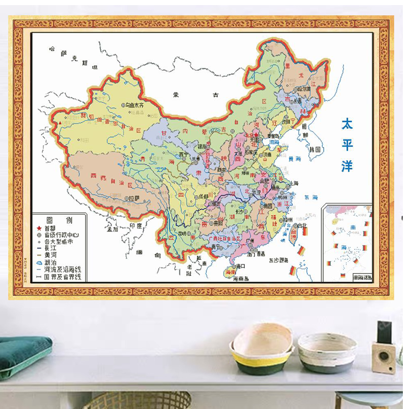 中国地图十字绣新款客厅大幅挂画办公室高端大气中国风简单手工绣