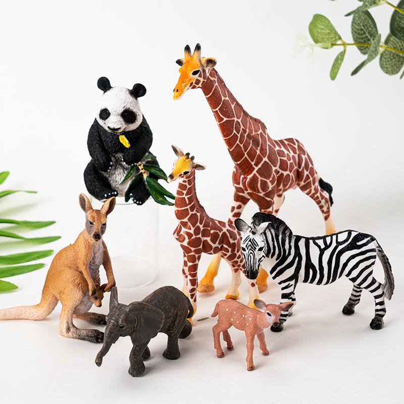 可爱小动物烘焙蛋糕装饰动物园长颈鹿熊猫大象摆件生日派对插件