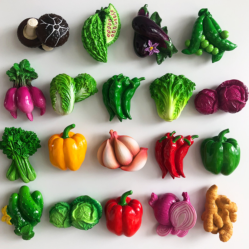 创意3D立体新鲜蔬菜冰箱贴磁贴 北欧ins装饰磁力食物一套可爱卡通