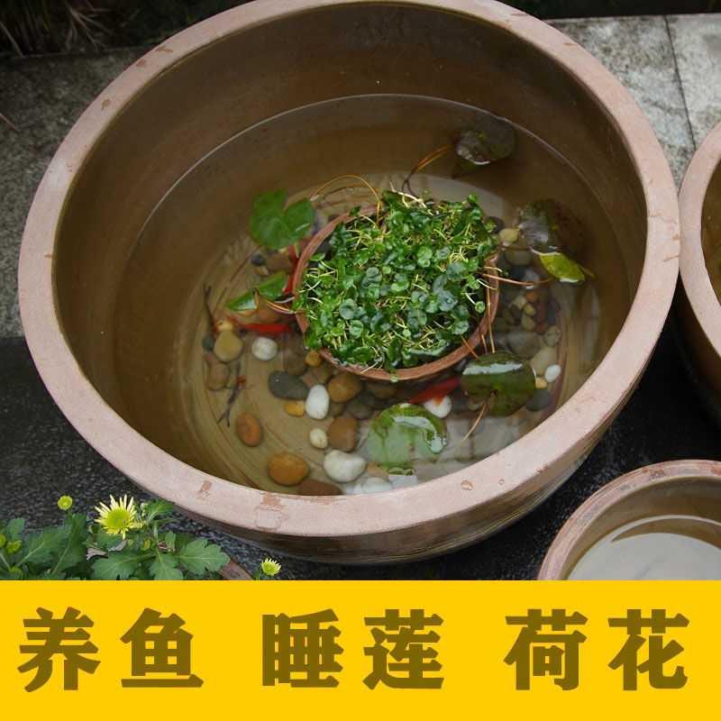 家用陶瓷土陶老式大小号腌酸菜罐酱缸荷花盆鱼缸50/100斤新款