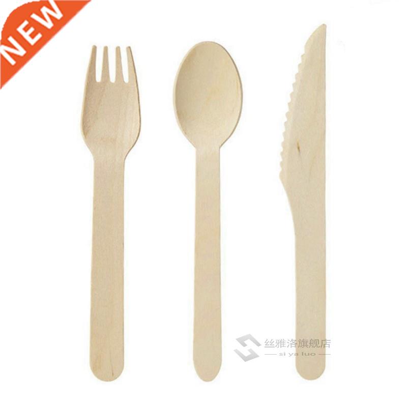 disposable wooden cutlery 150 pack -forks(50) knives(50) and
