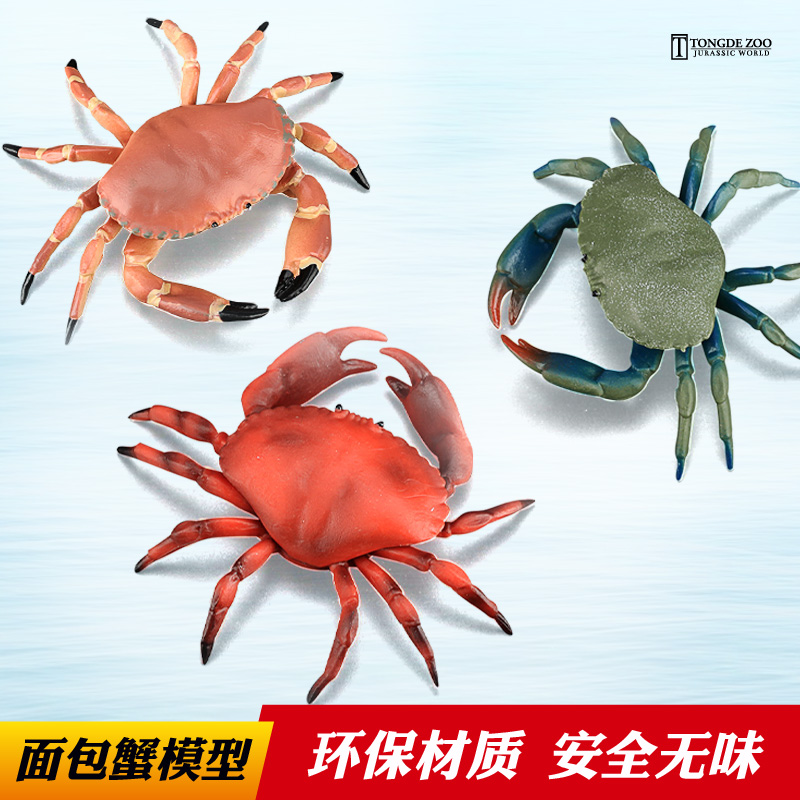 童德面包蟹模型海洋动物玩具仿真馒头蟹螃蟹塑胶实心儿童认知益智