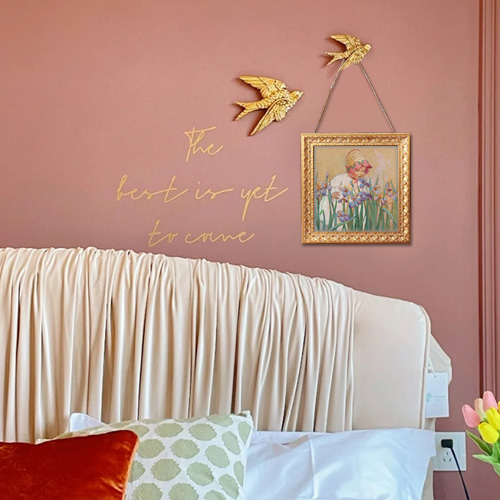 欧式复古卧室装饰画法式轻奢链条挂画餐厅玄关壁画拈花的小女孩