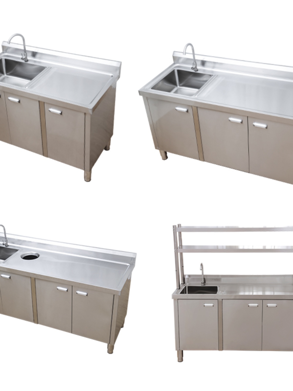 304厨房不锈钢洗菜池盆水池水槽平面一体柜橱柜饭店商用定制
