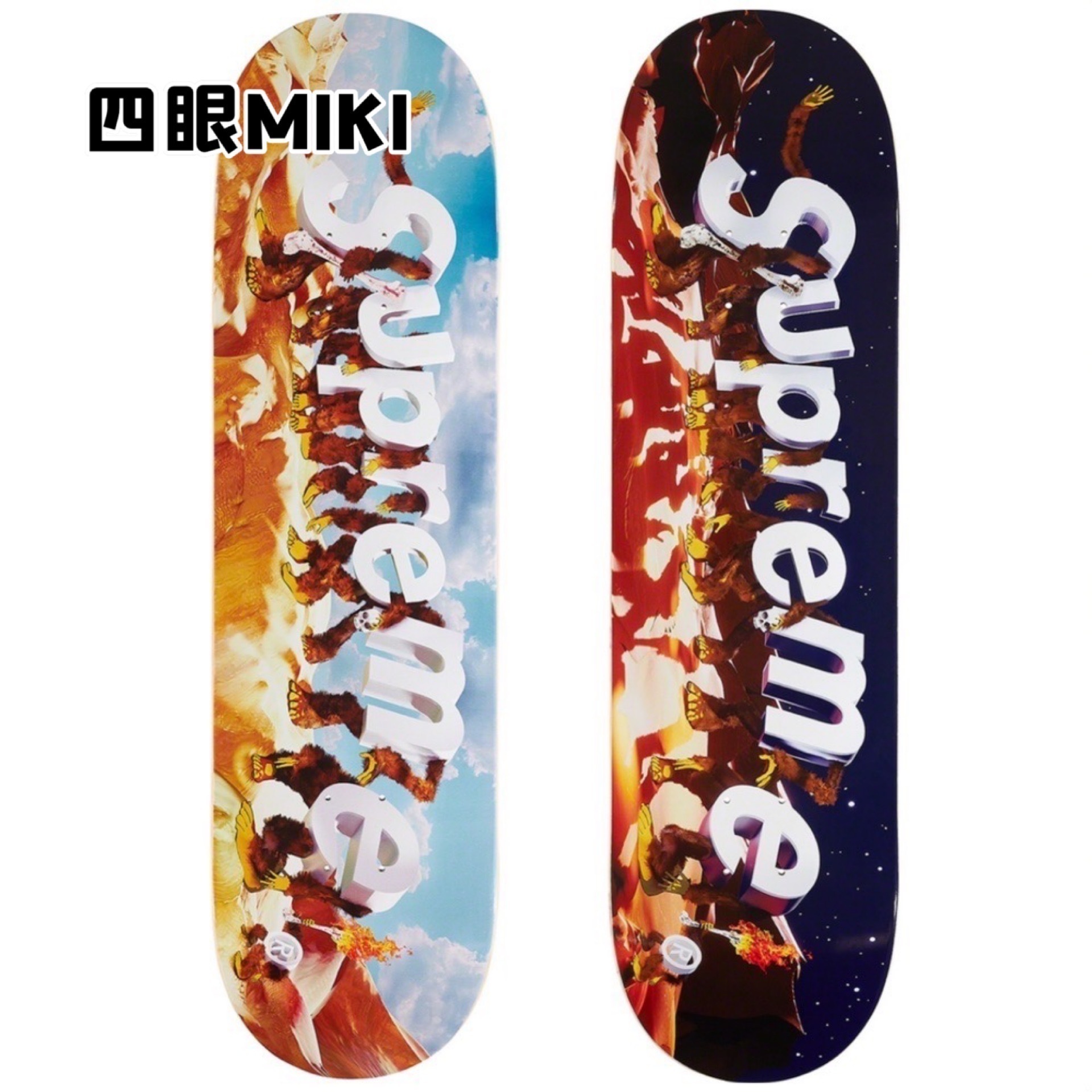 现货 Supreme 21SS Apes Skateboard 猿人字母 白天黑夜 滑板板面