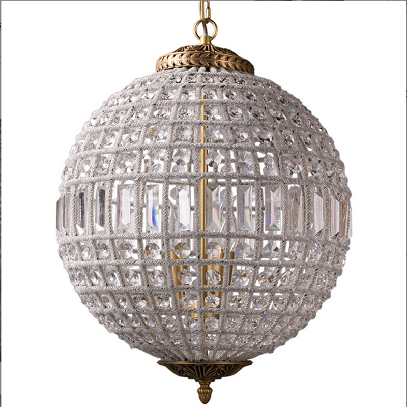 外贸出口高端美式水晶球吊灯法式复古卧室客厅餐厅酒店圆形单头灯