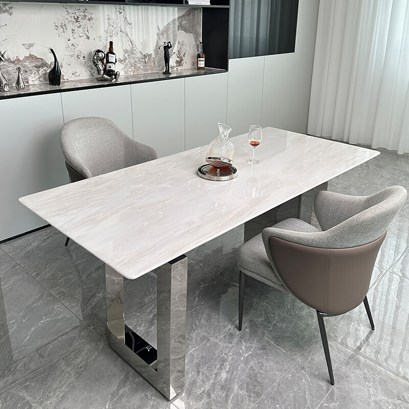 卡里冰玉天然大理石餐桌意式极简长方形家用小户型高端别墅餐桌