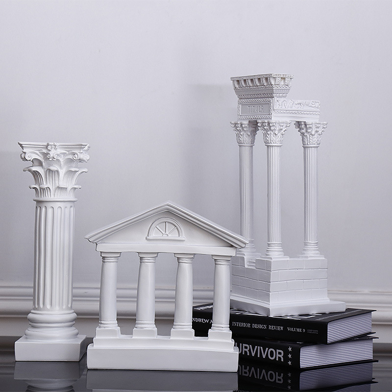 希腊古城神庙建筑模型罗马柱摆件欧式装饰摆设石膏柱子树脂雕塑