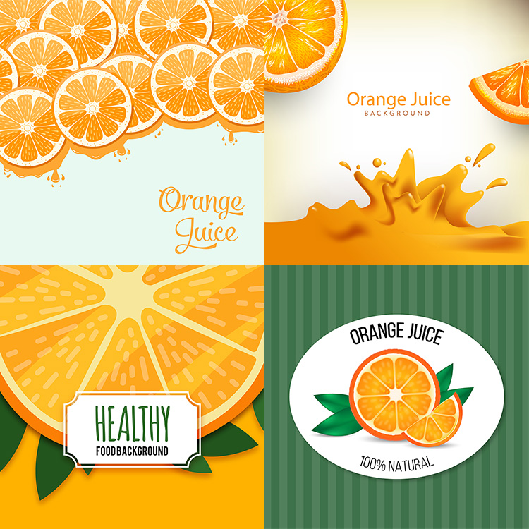 橙子海报背景 清新鲜橙水果切面橙汁背景 AI格式矢量设计素材