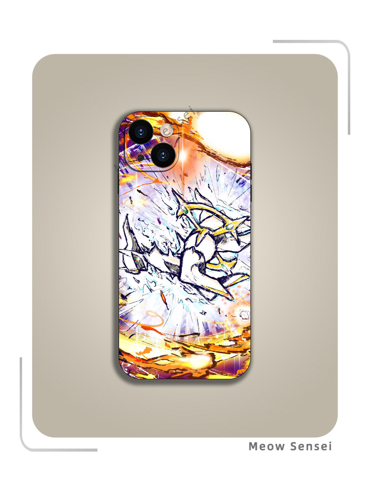 阿尔宙斯宝可梦绘画手机壳适用于苹果14/13全包12/11液态硅胶iPhone15ProMax光面玻璃定制安卓神奇宝贝保护壳