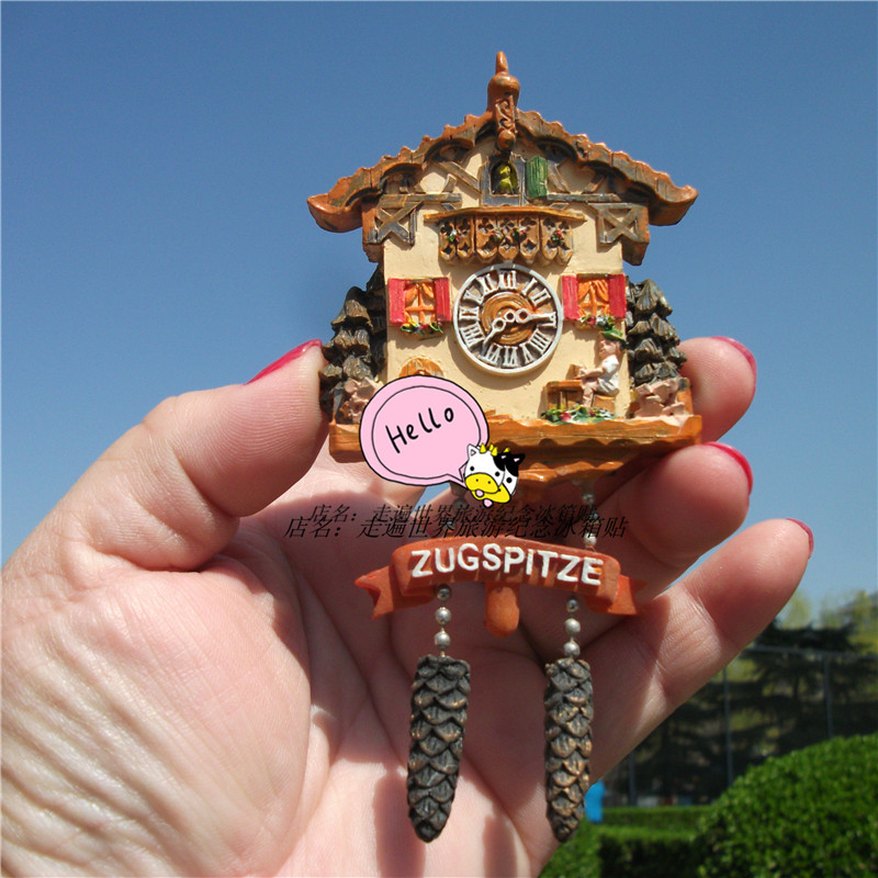 世界旅游纪念冰箱贴 德国 ZUGSPITZE 楚格峰布谷鸟钟 钟摆可动