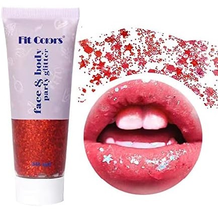 Red Face Glitter  Singer Concerts Face Body Sequins Glitter