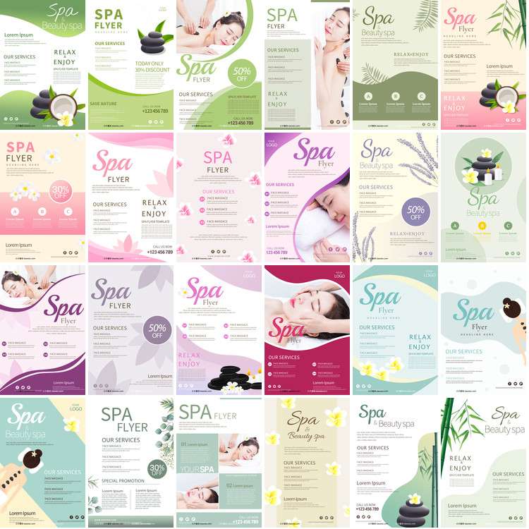 29套 瑜伽PSA美容院海报宣传菜单PSD分层设计素材